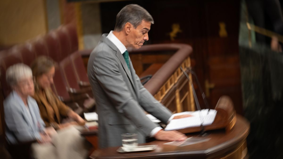 El presidente del Gobierno, Pedro Sánchez, interviene durante una sesión plenaria en el Congreso.