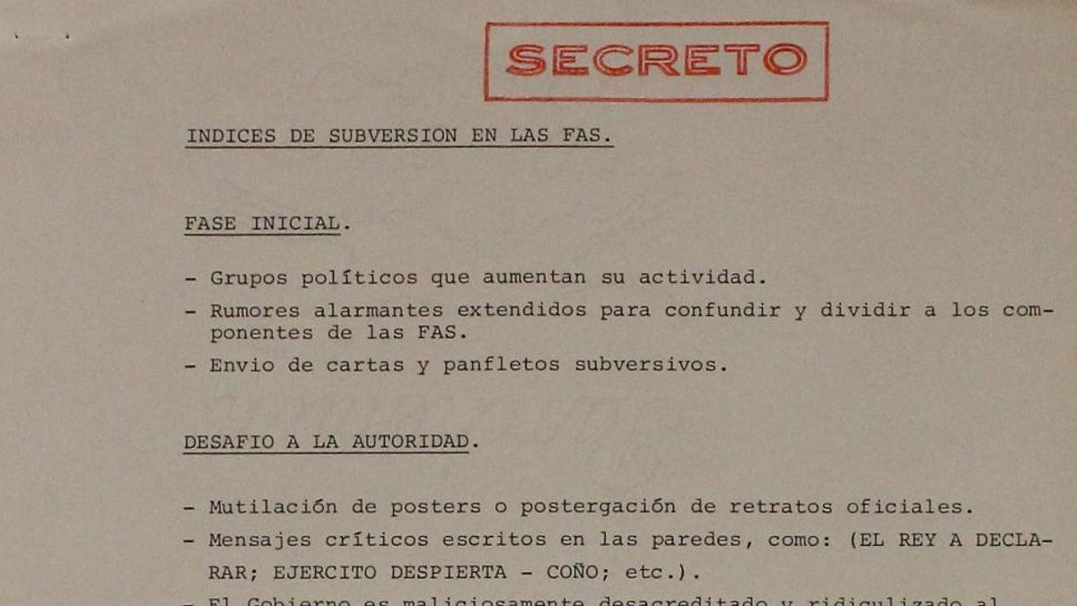 Documento desclasificado sobre el 23F.