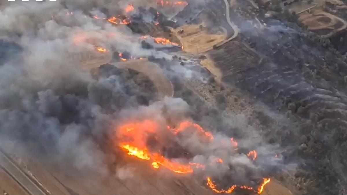 Imagen de los dos incendios en la comarca catalana de la Segarra.