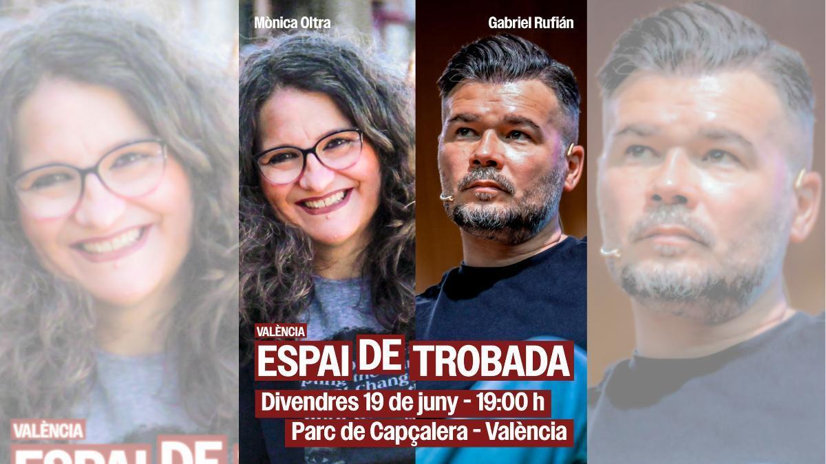 El cartel del acto entre Gabriel Rufián y Mónica Oltra