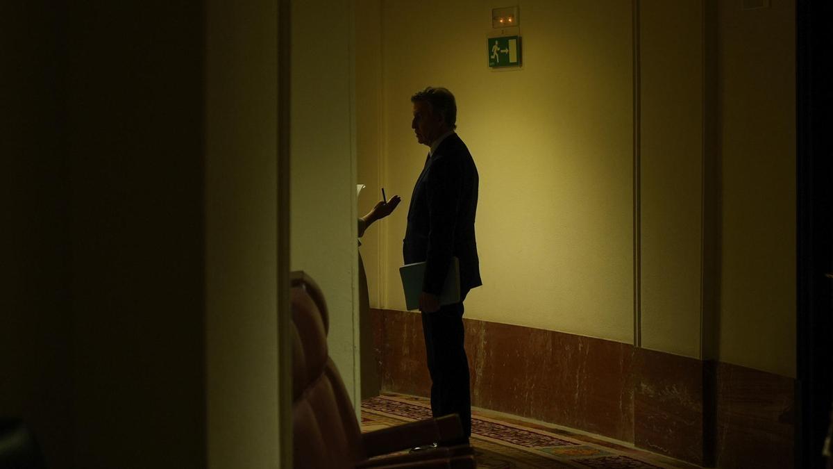 El líder del PP, Alberto Núñez Feijóo, durante la sesión de control al Gobierno en el Congreso de los Diputados,