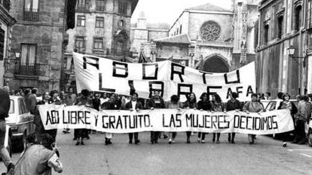 Manifestación a favor del aborto en Oviedo.