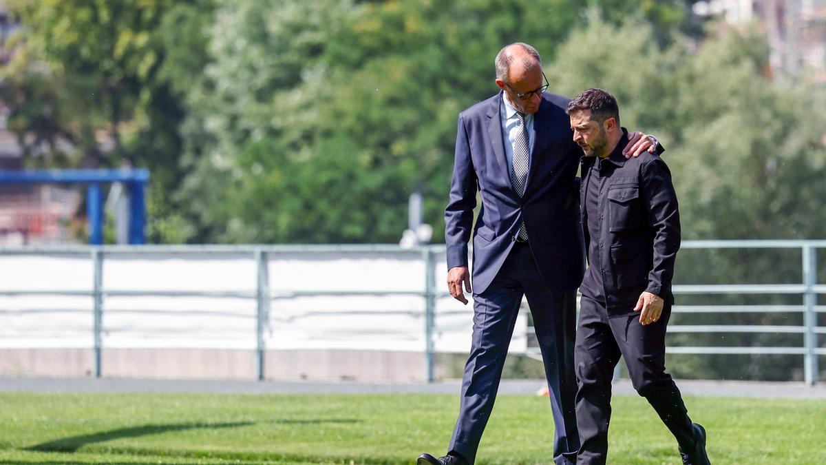 Merz recibe a Zelenski en la Cancillería Federal el pasado jueves.