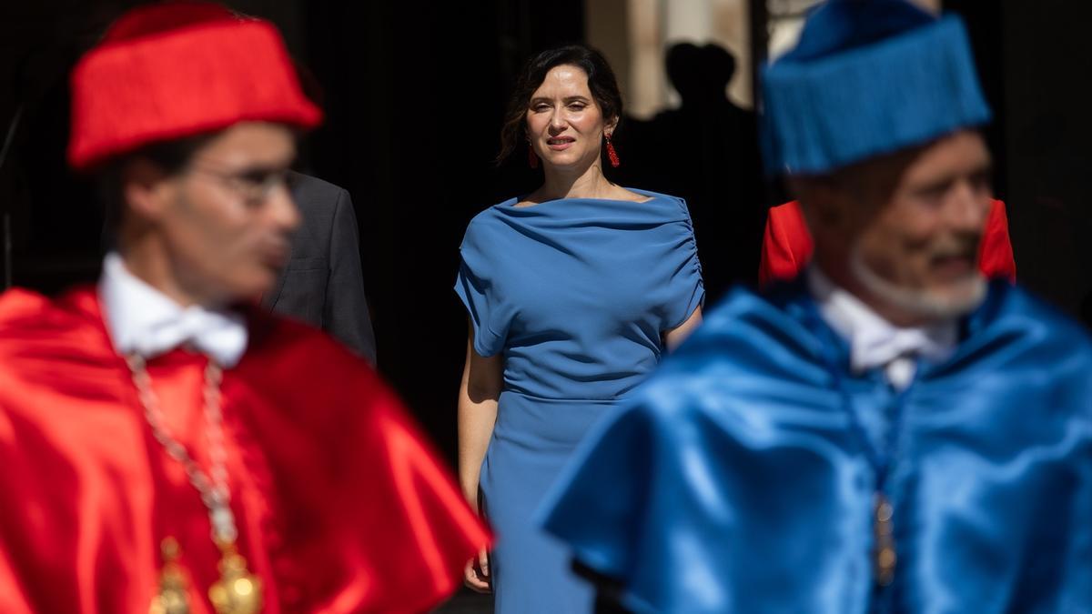La presidenta de la Comunidad de Madrid, Isabel Díaz Ayuso, en el Rectorado de la Universidad de Alcalá, a 19 de septiembre de 2025, en Alcalá de Henares, Madrid (España).