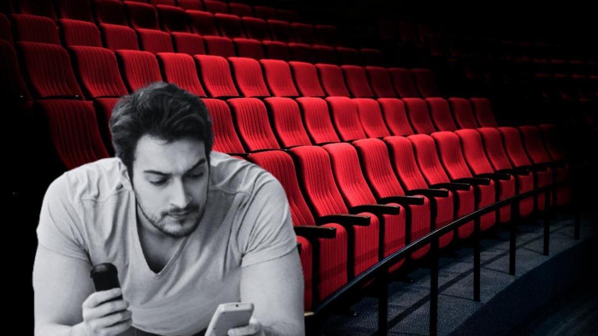 Ilustración de un joven en el cine.