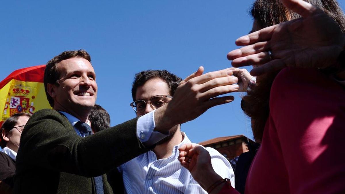 El líder del PP, Pablo Casado, este sábado en Valladolid.