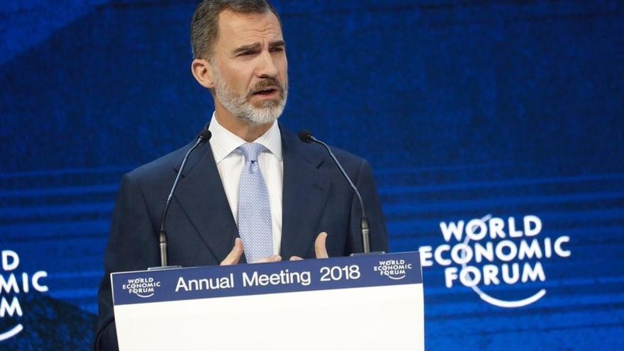 El rey Felipe VI interviene en el Foro de Davos.