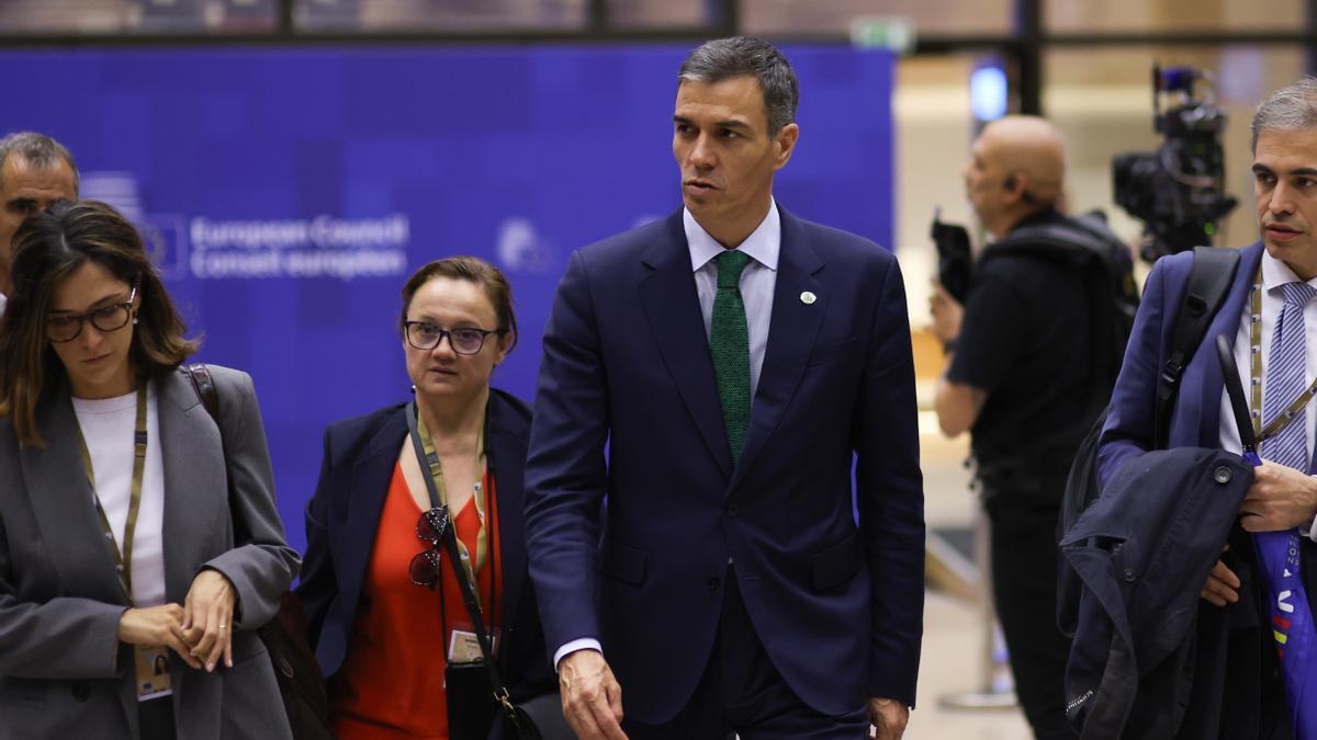 Pedro Sánchez antes de la rueda de prensa tras la Cumbre de líderes de la UE en Bruselas.