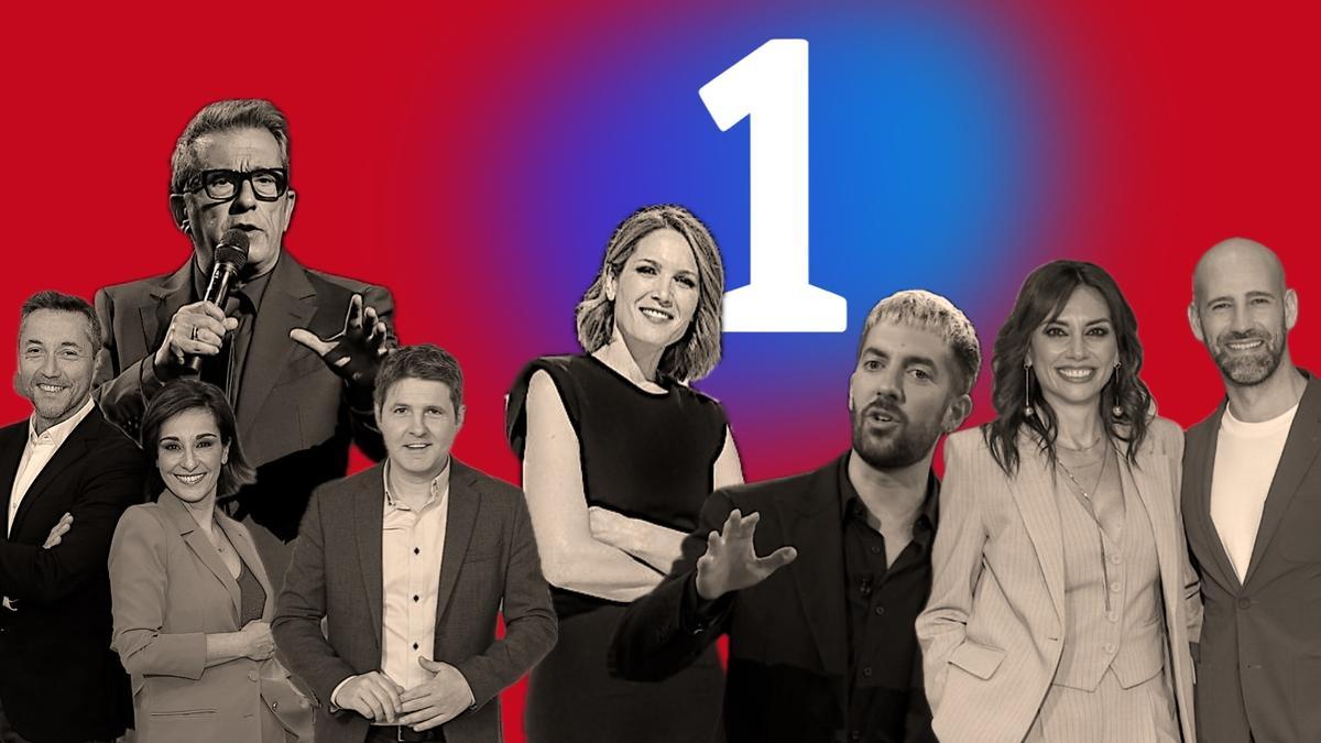 Algunos de los conductores de programas en los que se apoya la subida de audiencia de La1 de TVE.