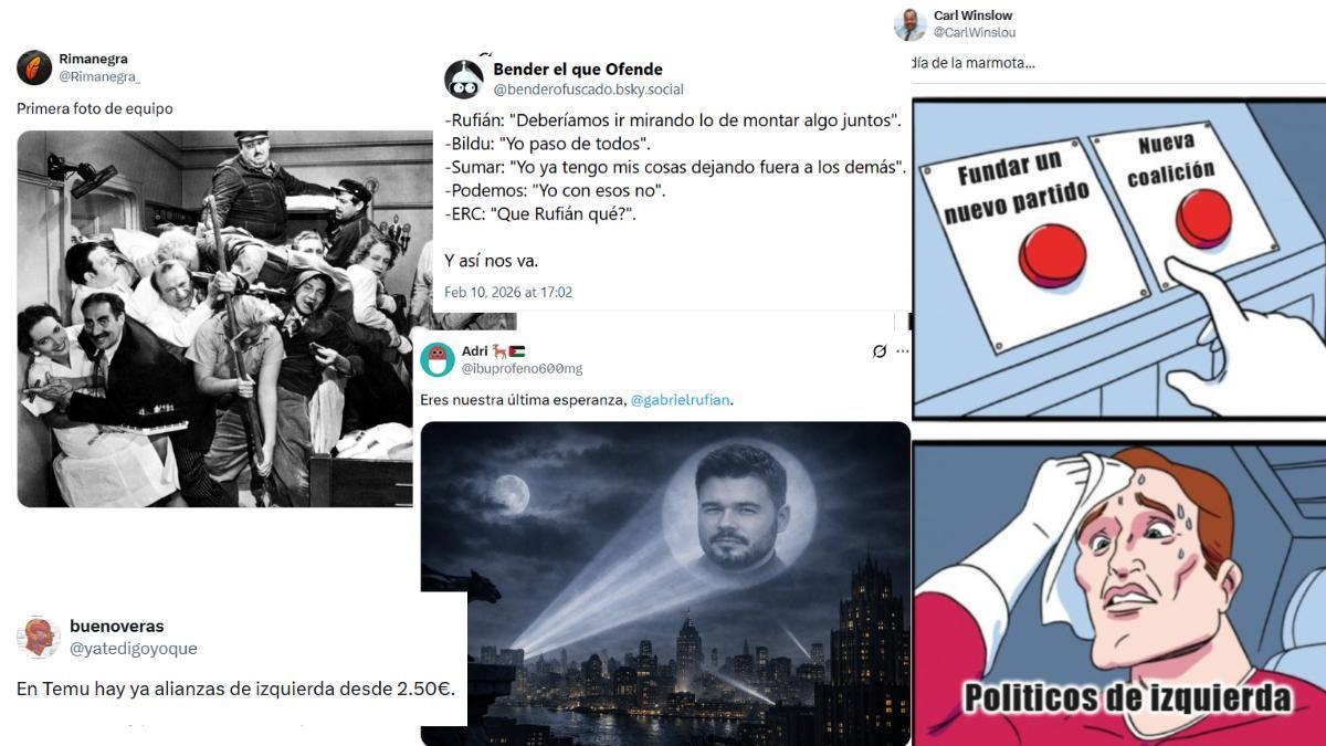 Memes de usuarios de redes sobre el panorama de la izquierda nacional.