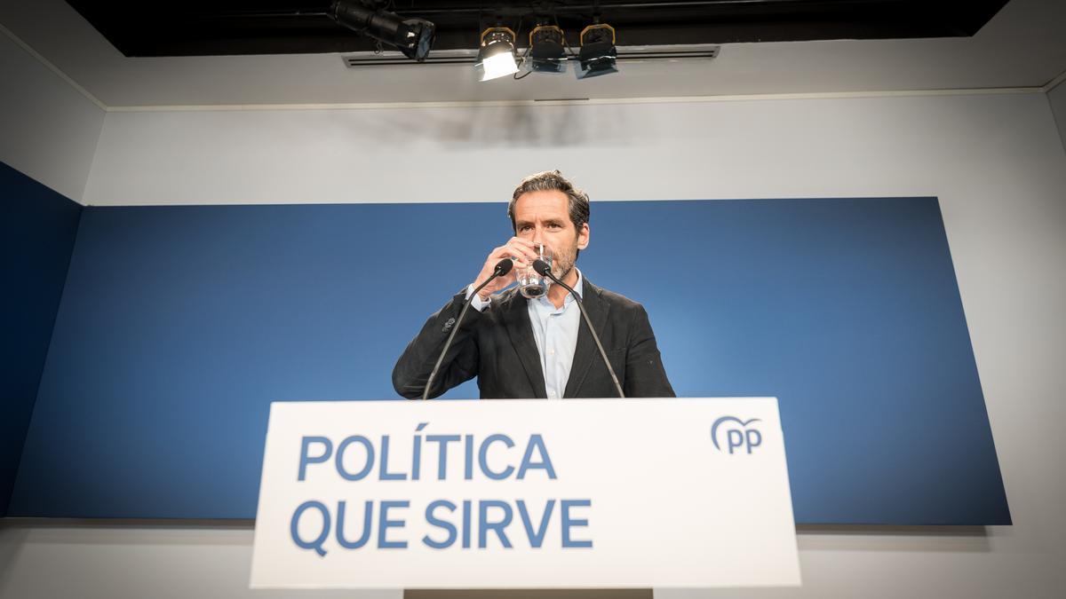 El portavoz del Partido Popular, Borja Sémper, durante una rueda de prensa tras la celebración del Comité de Dirección del Partido Popular.