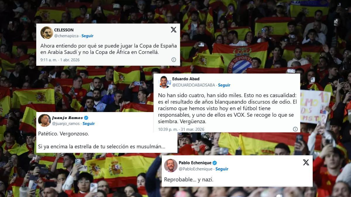 Imagen del partido con varios post de usuarios de redes sociales.