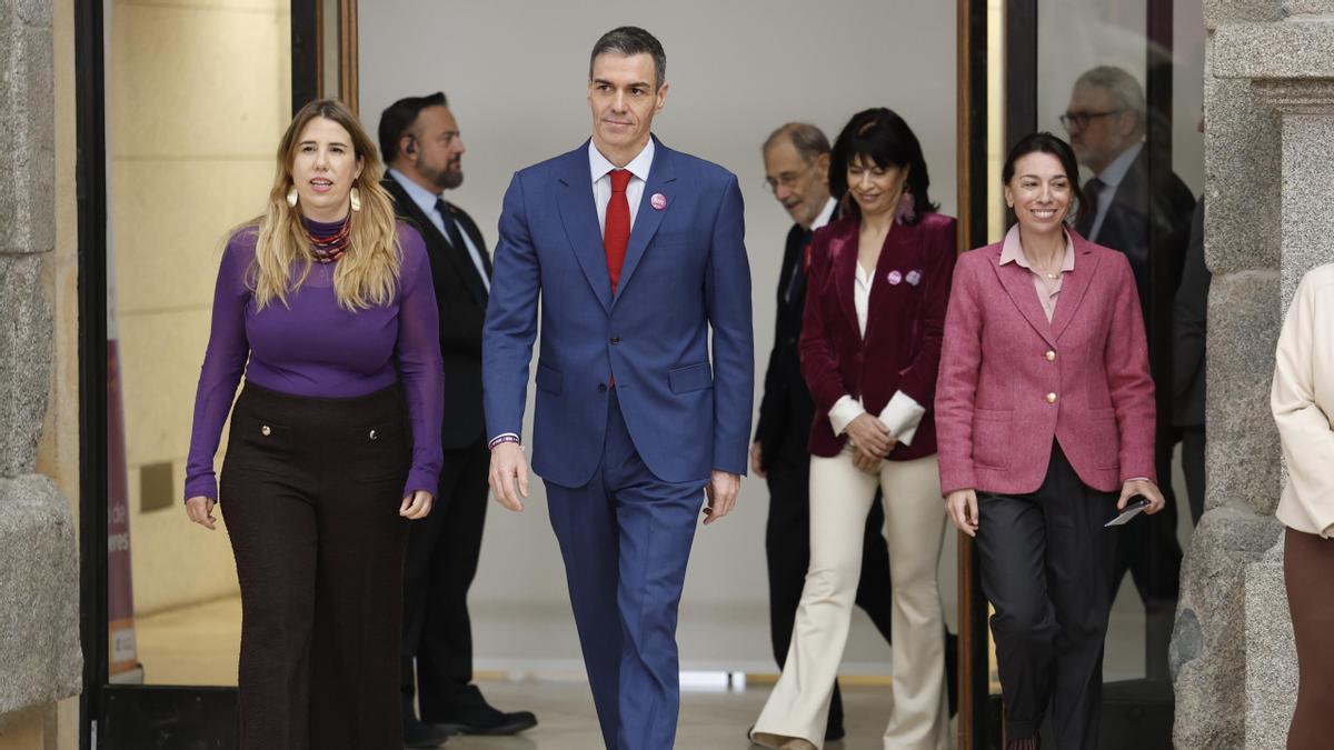 Pedro Sánchez, en el acto institucional del 8M.