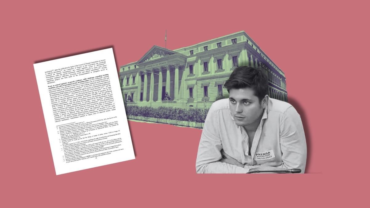 Montaje que muestra a Vito Quiles, el Congreso y el documento que recoge el respaldo de Bruselas a la norma española.