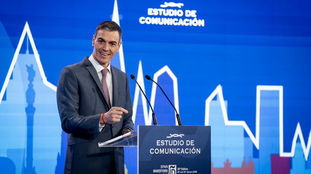 El presidente del Gobierno, Pedro Sánchez, interviene durante la clausura de la XVI edición del foro financiero internacional 'Spain Investors Day'.