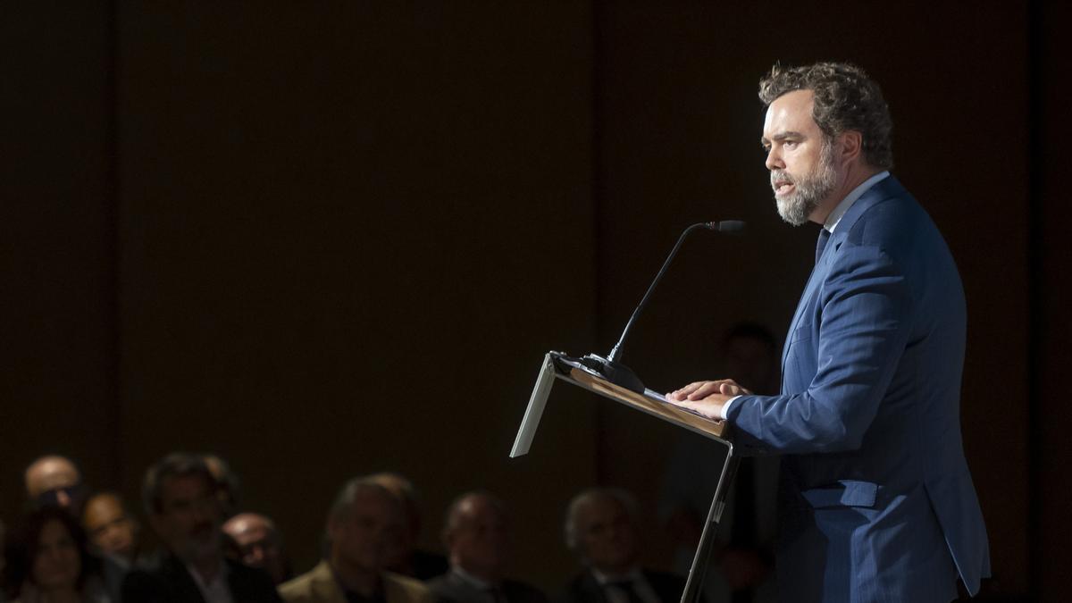 El exportavoz de Vox, Iván Espinosa de los Monteros, en la presentación de ‘Atenea’.