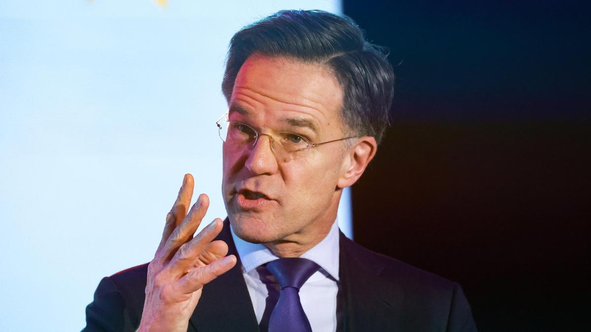 El Secretario General de la OTAN, Mark Rutte, en el Parlamento Europeo, en Bruselas, Bélgica.