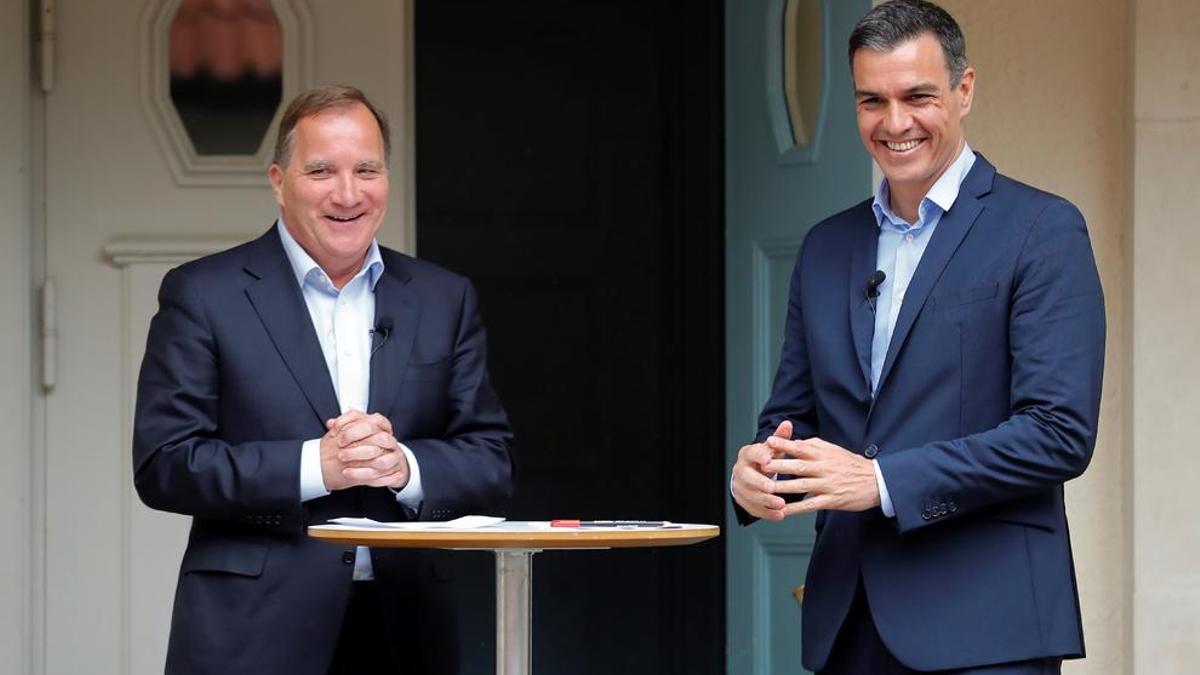 El presidente del Gobierno, Pedro Sánchez durante su encuentro con el primer ministro sueco, Stefan Löfven