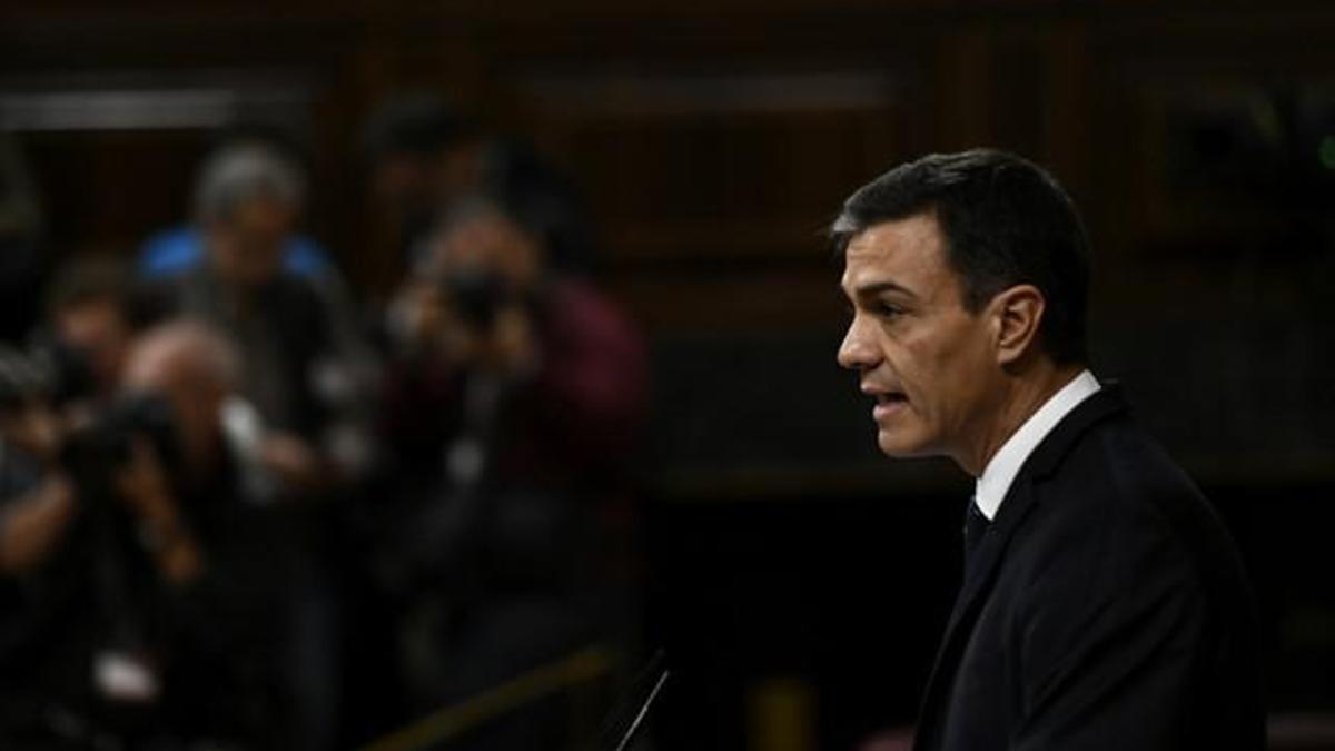 El presidente del Gobierno, Pedro Sánchez, durante un Pleno del Congreso.
