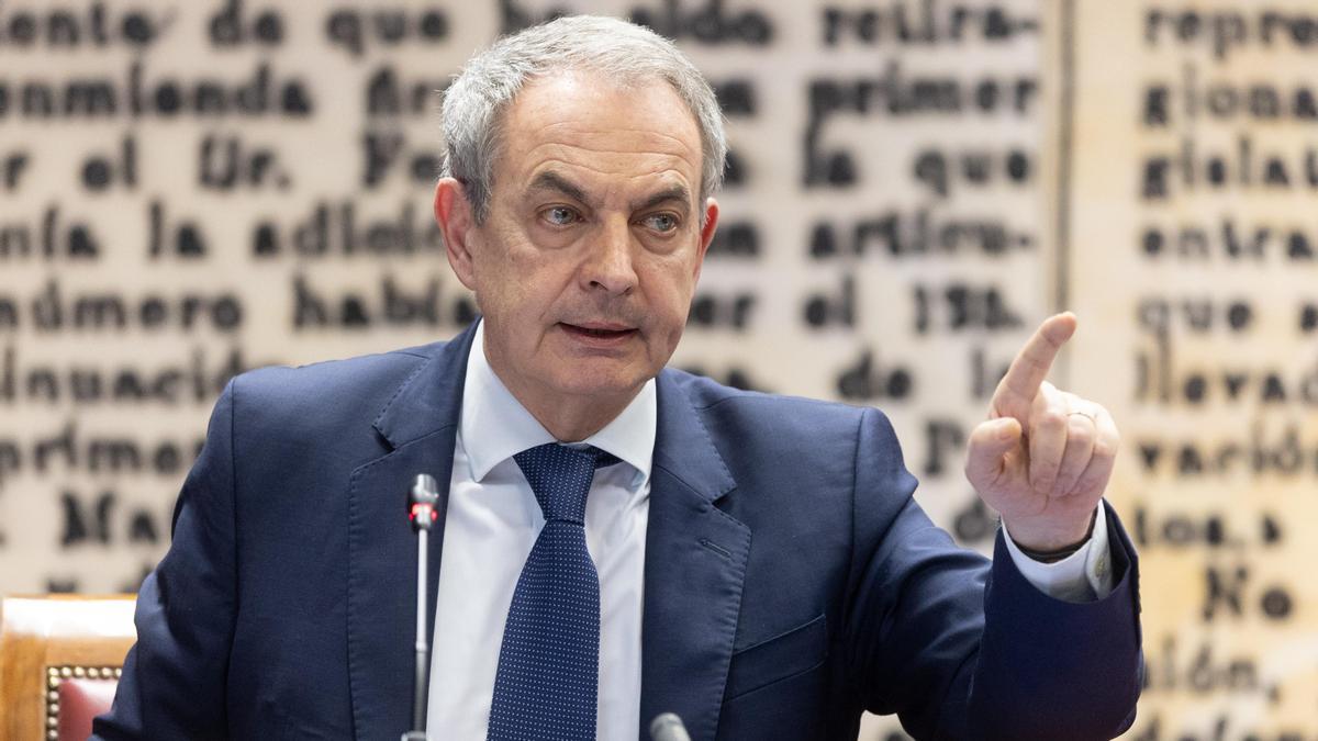El expresidente Zapatero, durante su comparecencia en la comisión del Senado sobrel el caso Koldo el 2 de marzo.