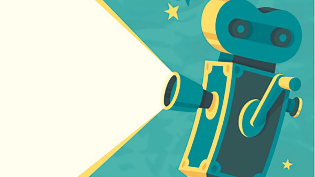 Ilustración de una cámara cinematográfica.