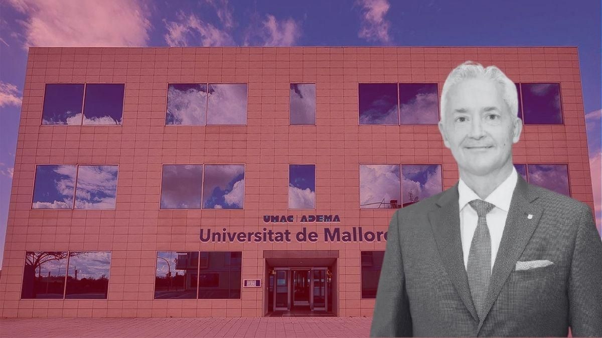 Uno de las campus de la Universitat de Mallorca y su presidente Diego Jesús González Carrasco.