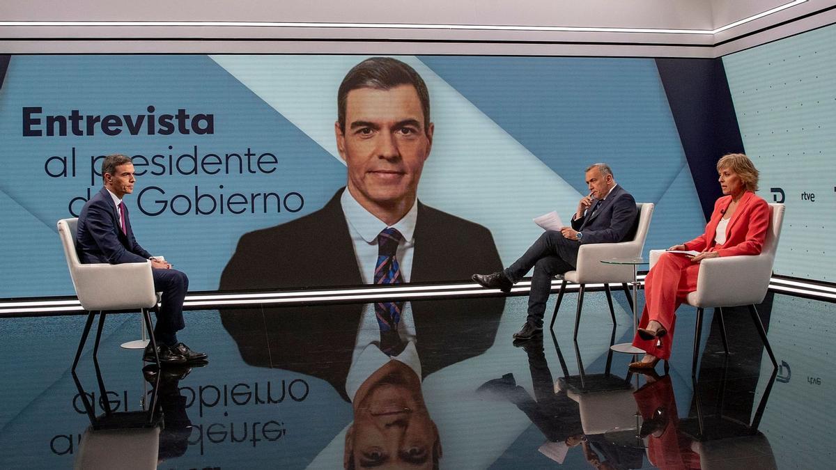 El presidente Pedro Sánchez, entrevistado en TVE en 2024.