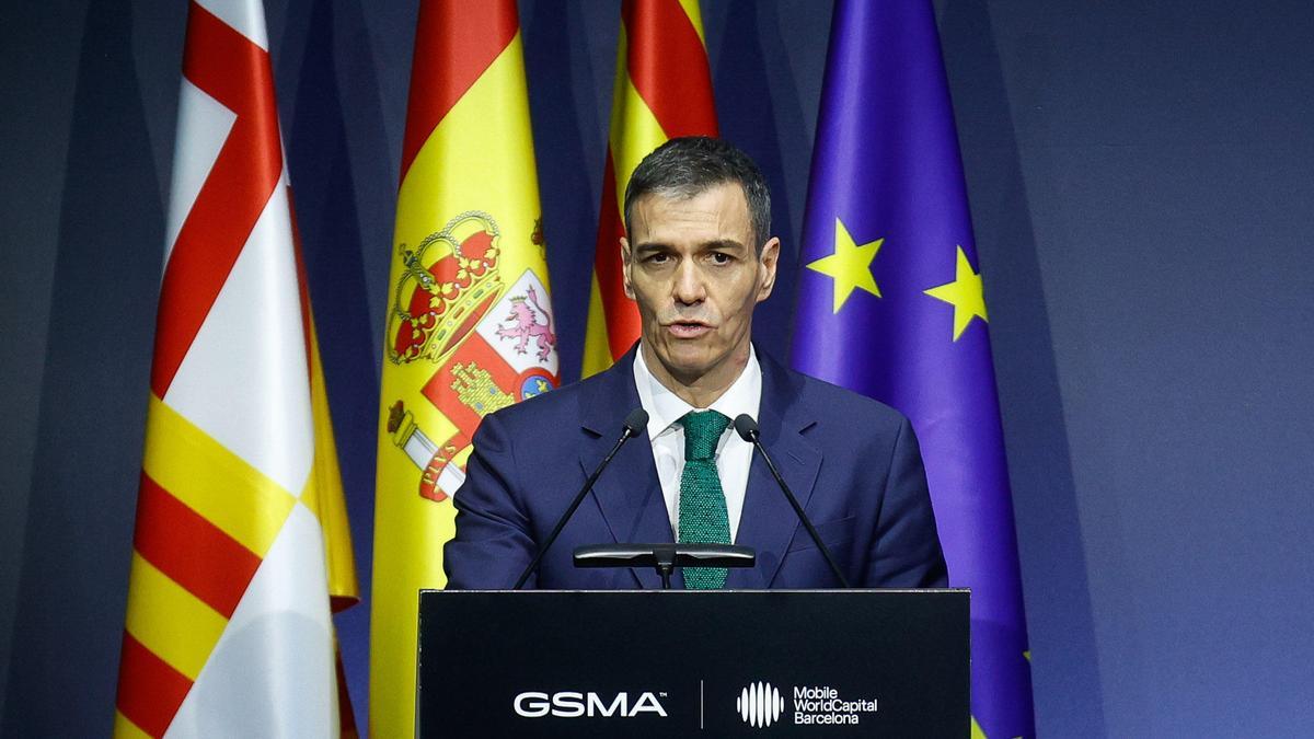 El presidente del Gobierno, Pedro Sánchez, interviene en un acto.