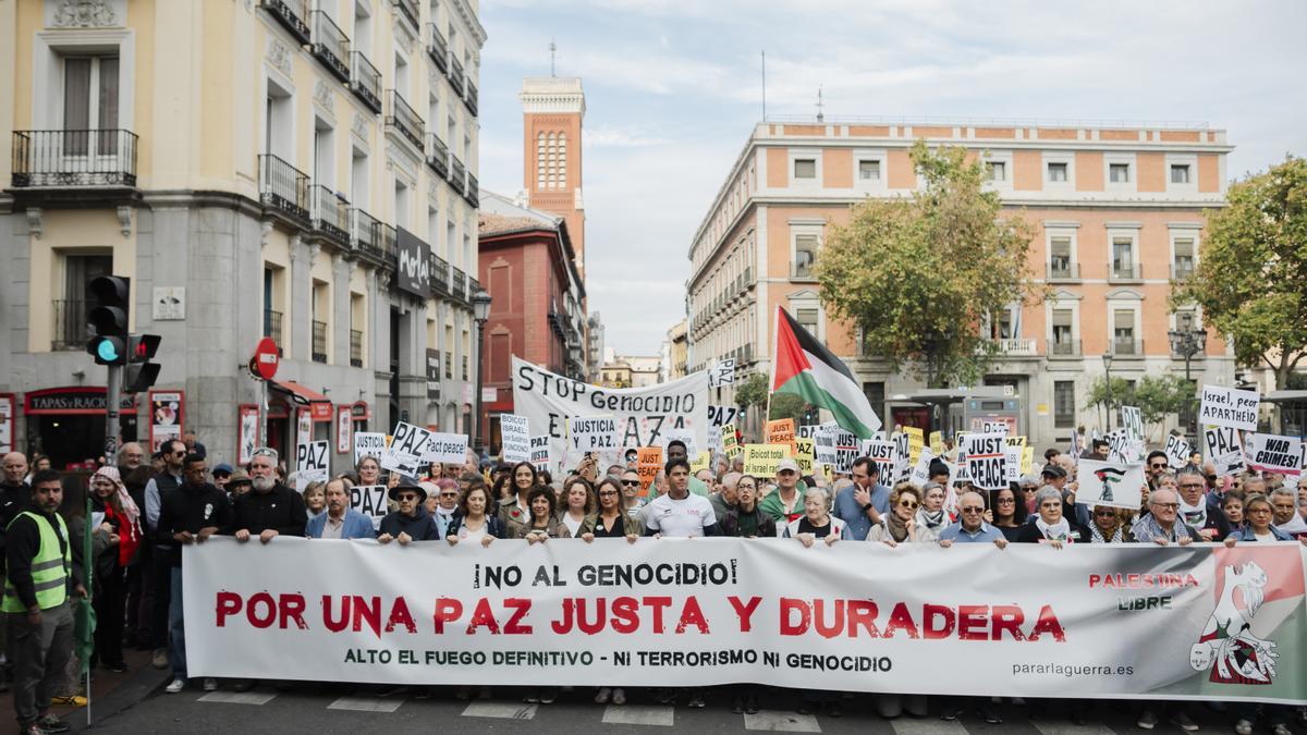 Manifestación ‘Por una paz justa’ en Madrid, contra el genocidio en Gaza.