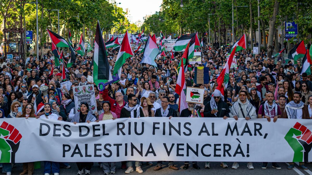 Manifestación en defensa de Palestina en Barcelona.