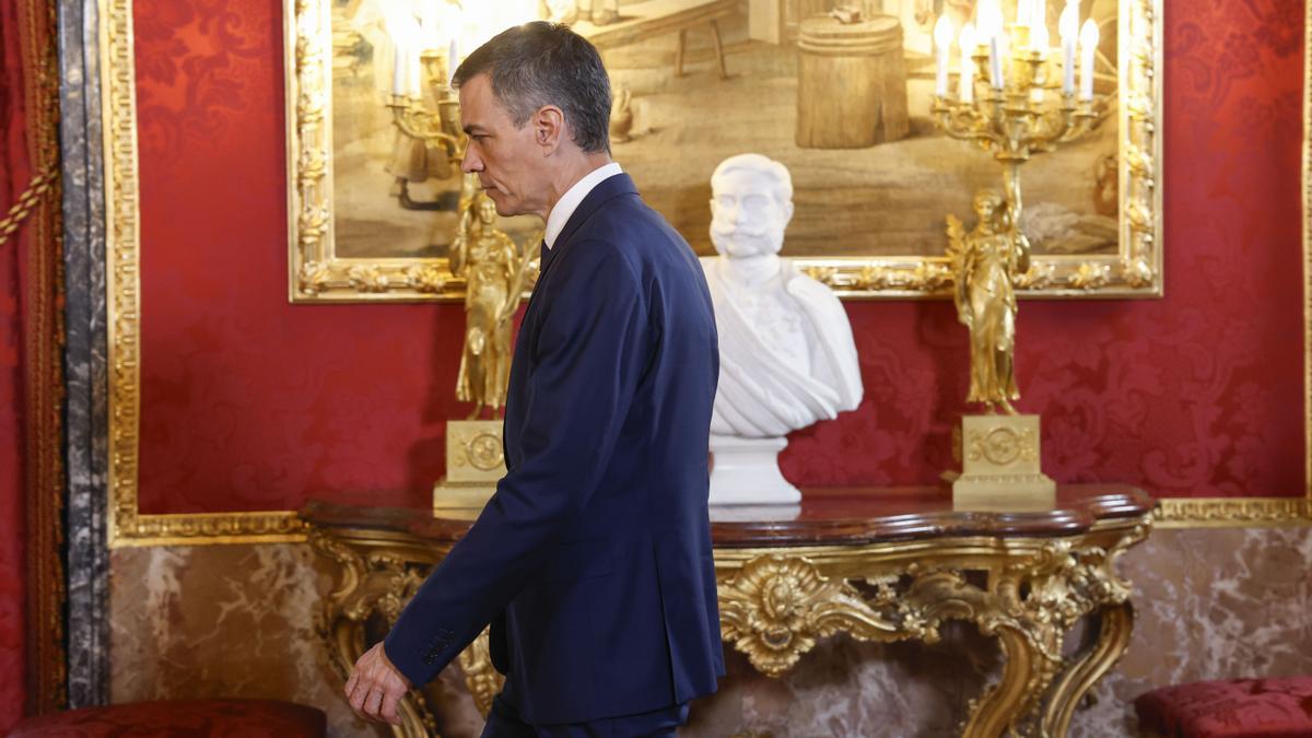 Sánchez, en el Palacio Real en el acto sobre la UE tras comparecer por el caso Cerdán