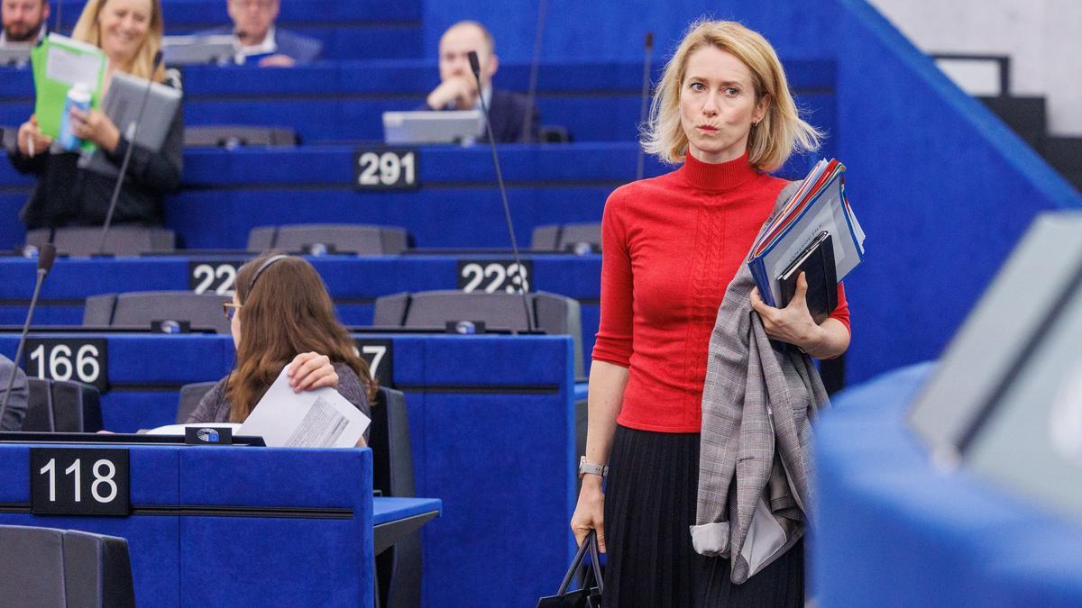 La alta representante para la Política Exterior Europea, Kaja Kallas, este martes en el Parlamento Europeo, en Estrasburgo.