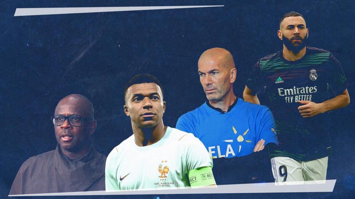 Lilian Thuram, Kylian Mbappé, Zinédine Zidane y Karim Benzema.