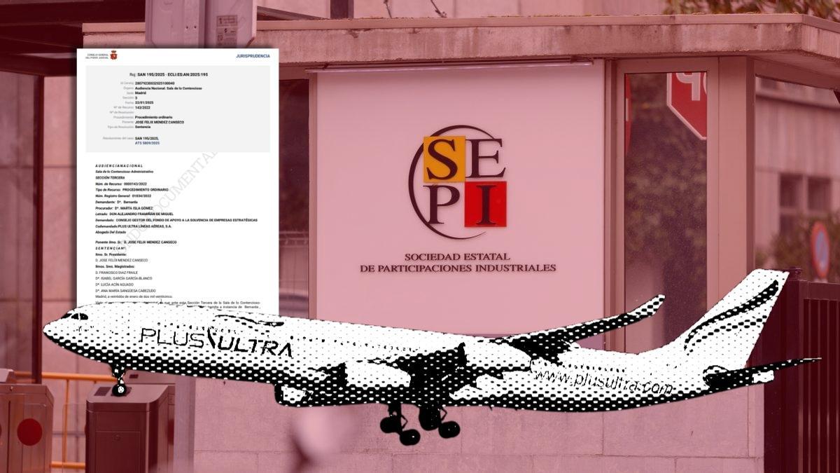 Imagen de la entrada a la sede de la Sociedad Estatal de Participaciones Industriales (SEPI) en Madrid con la sentencia sobre la petición de Transprencia.