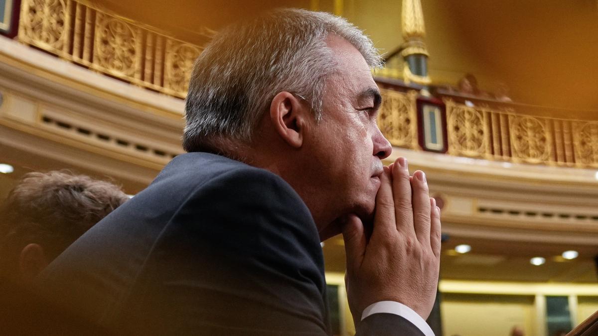 El diputado socialista Santos Cerdán en el hemiciclo del Congreso este jueves.