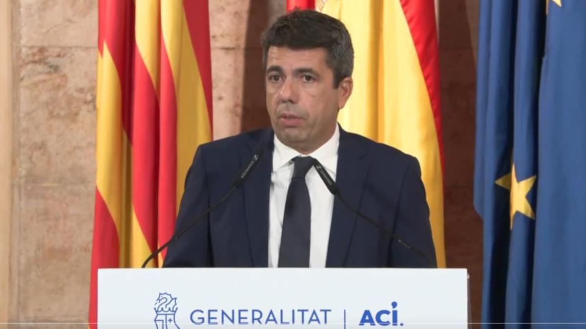 Carlos Mazón en su comparecencia institucional.