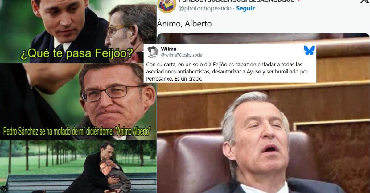 "Ánimo, Alberto", las redes se mofan de Feijóo tras las palabras de Sánchez en el Congreso