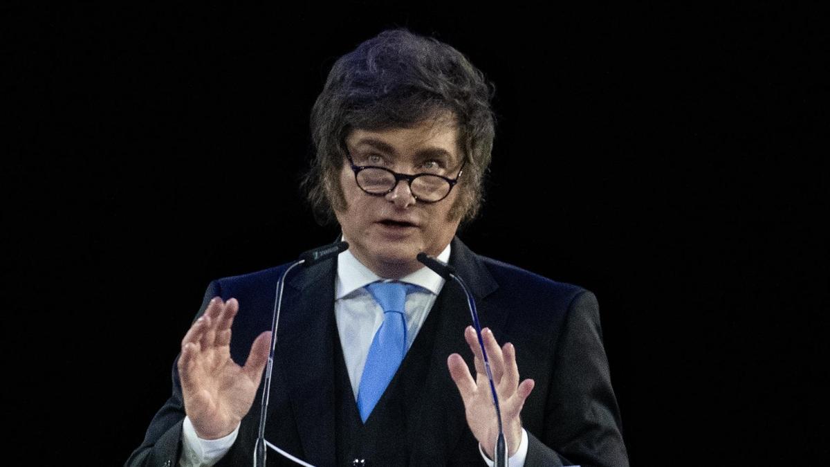 El presidente de Argentina, Javier Milei, durante el acto de clausura del Madrid Economic Forum.