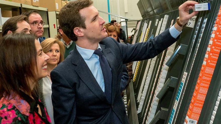 El líder del PP, Pablo Casado, en un acto de partido en Cuenca.