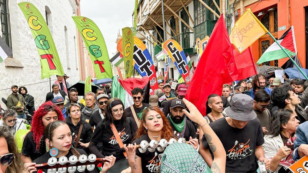 Movilización pro Palestina en Bogotá, Colombia, el 16 de mayo de 2025.