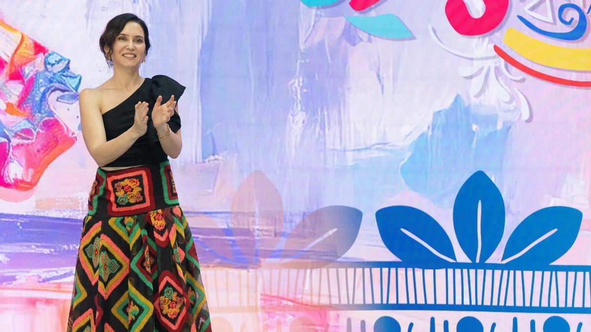 Isabel Díaz Ayuso durante la presentación de la programación de Hispanidad 2025, en la Real Casa de Correos.