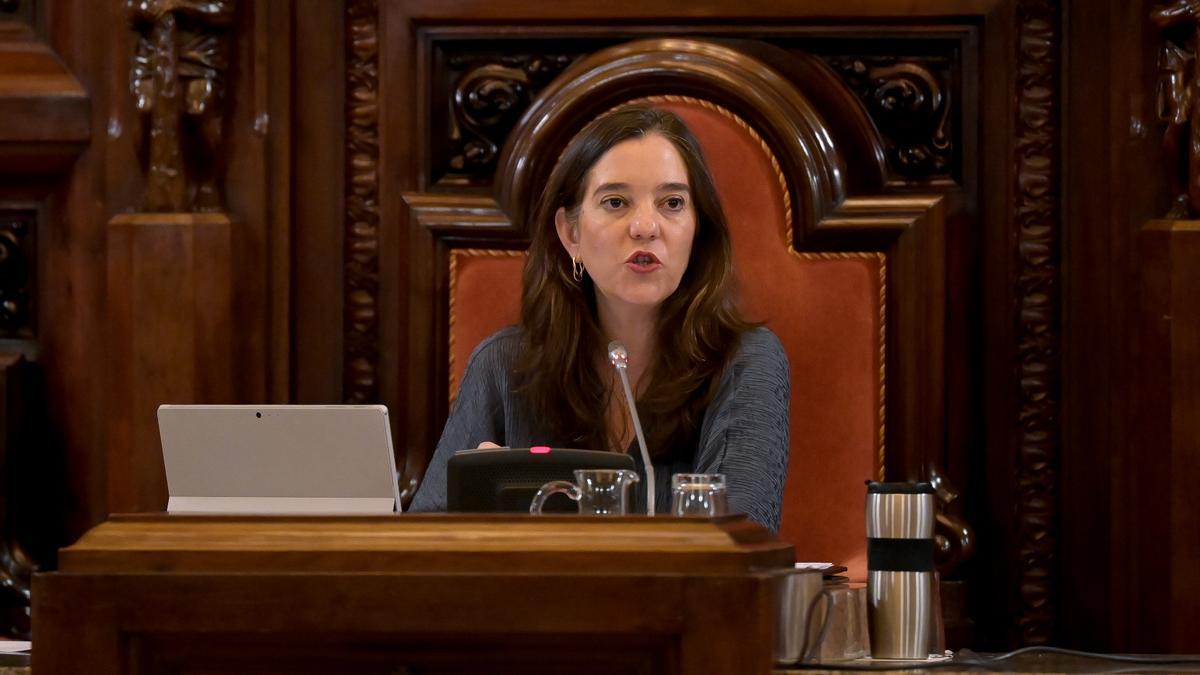La alcaldesa de A Coruña, Inés Rey, en el Palacio Municipal de María Pita en febrero.