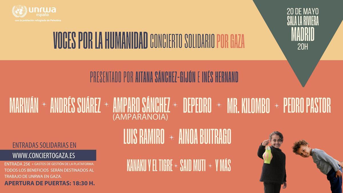 Te invitamos al concierto solidario por Gaza: ‘Voces por la humanidad’ organizado por UNRWA
