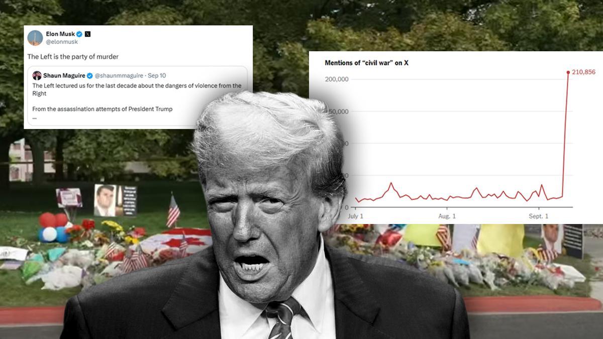 Fotomontaje de Donald Trump y un tuit de Elon Musk.