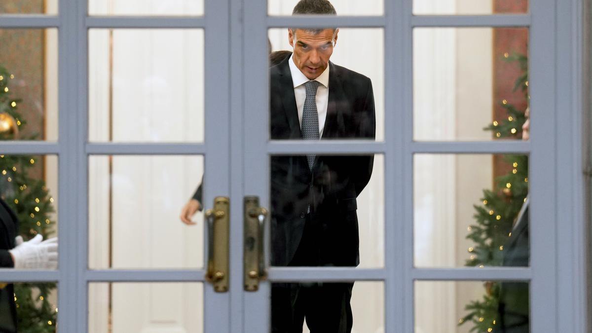 El presidente del Gobierno, Pedro Sánchez, en el Palacio de la Moncloa.