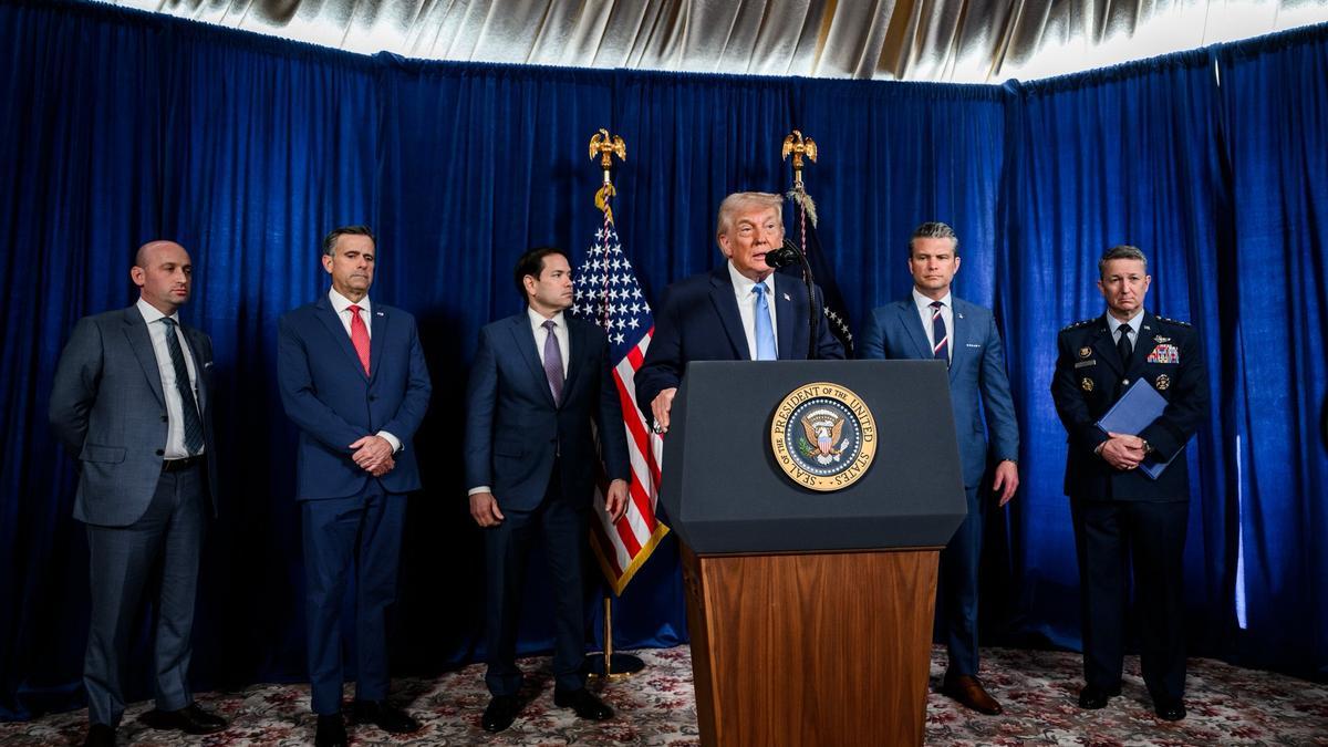 Donald Trump durante la rueda de prensa tras capturar a Maduro