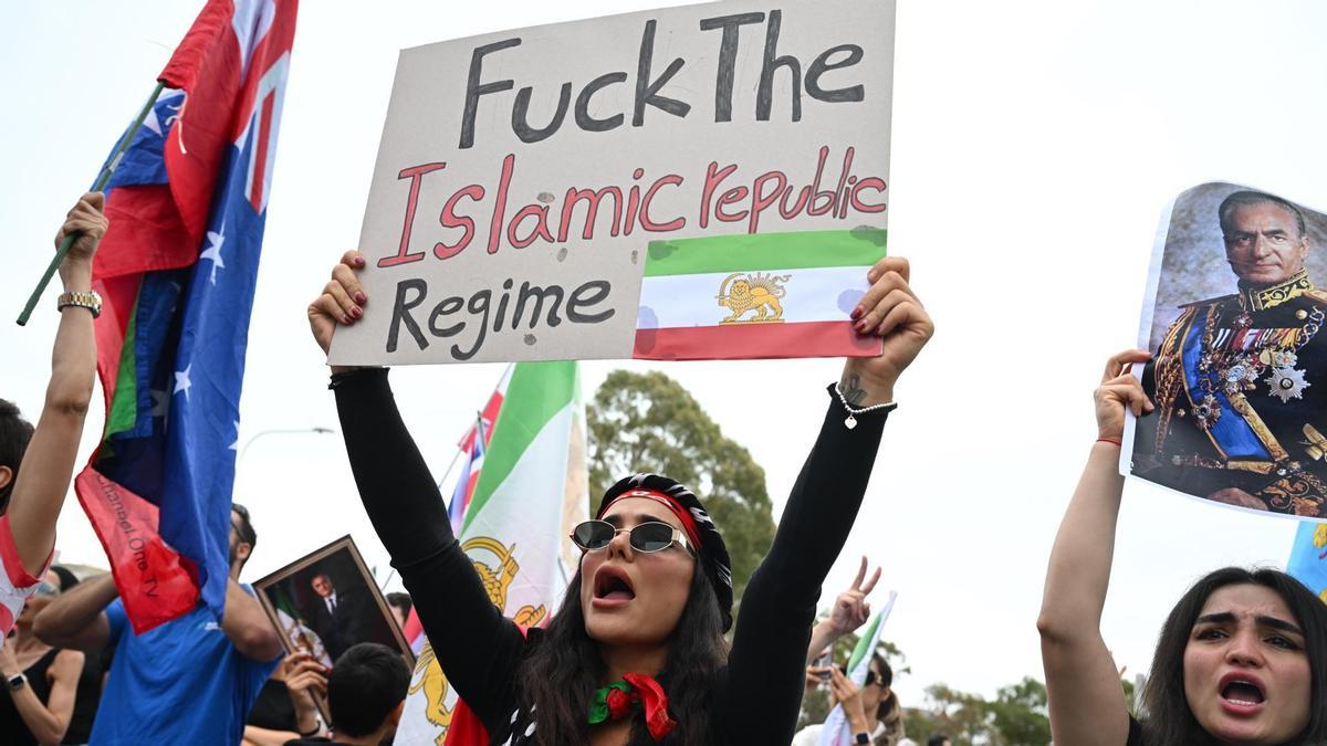 Manifestación contra el régimen iraní en Australia.