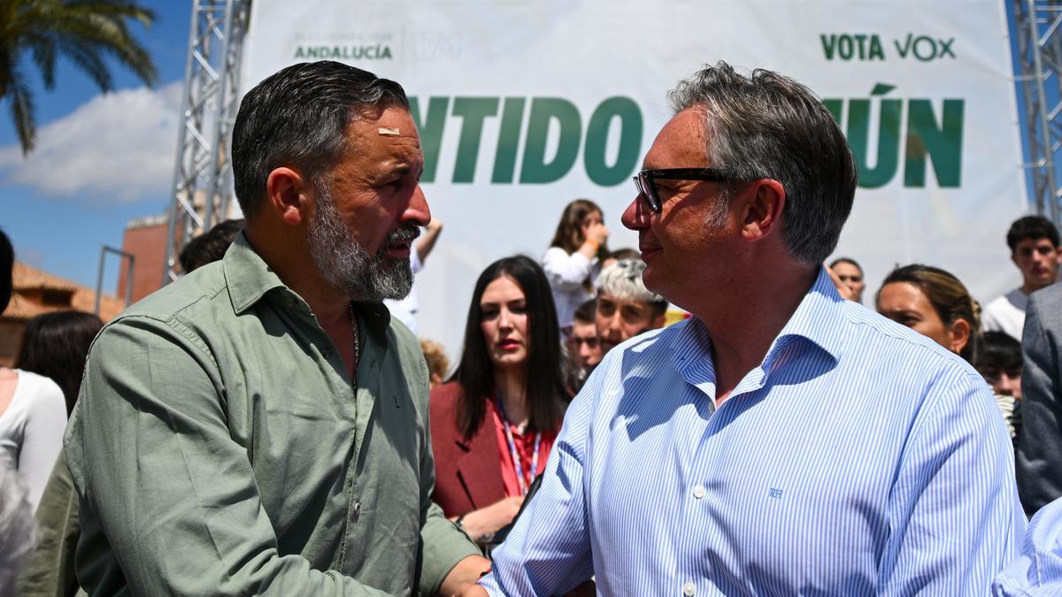 Imágenes del acto de campaña celebrado por Vox Andalucía en Linares con Santiago Abascal y Manuel Gavira