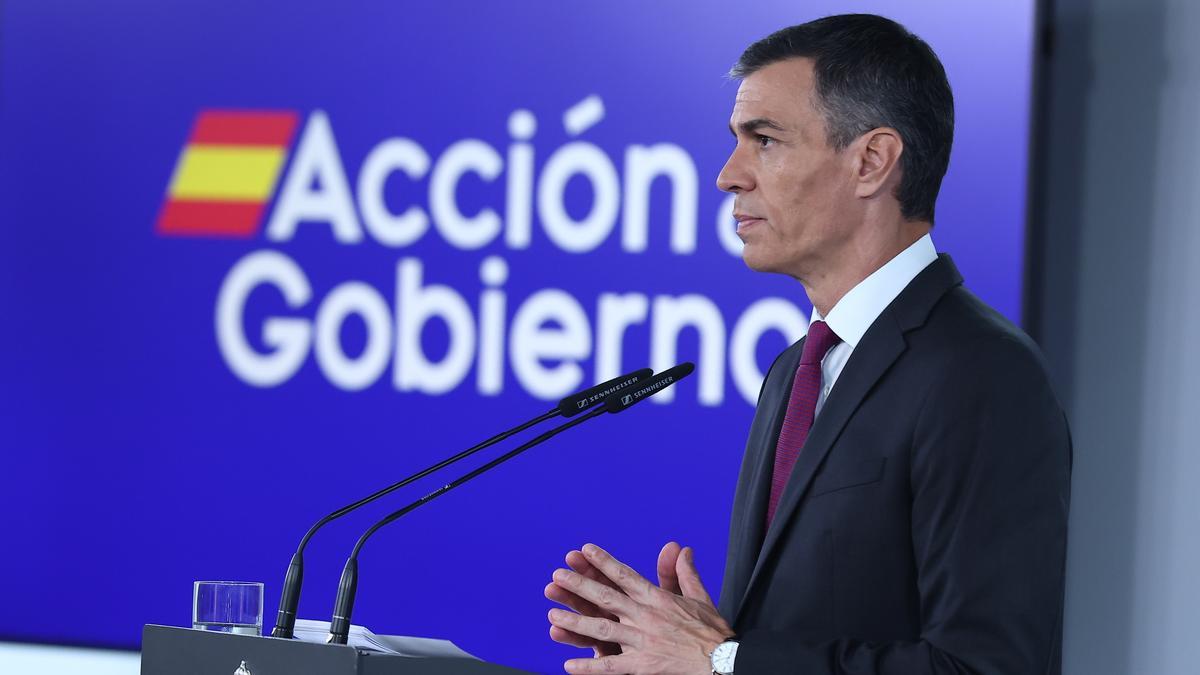 Foto facilitada por el Palacio de la Moncloa de una grabación de vídeo del presidente del Gobierno español, Pedro Sánchez.