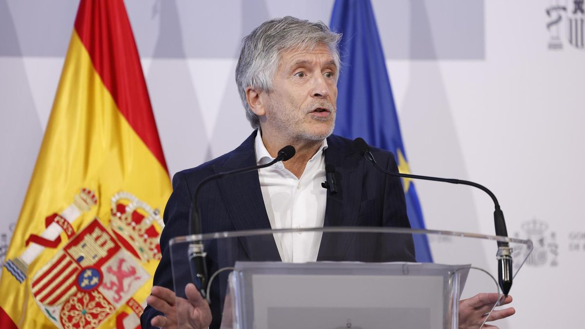 El ministro del Interior, Fernando Grande-Marlaska, durante la rueda de prensa que ha ofrecido este martes en Madrid.